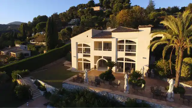 Sunset aerial view of Villa St. Maxime